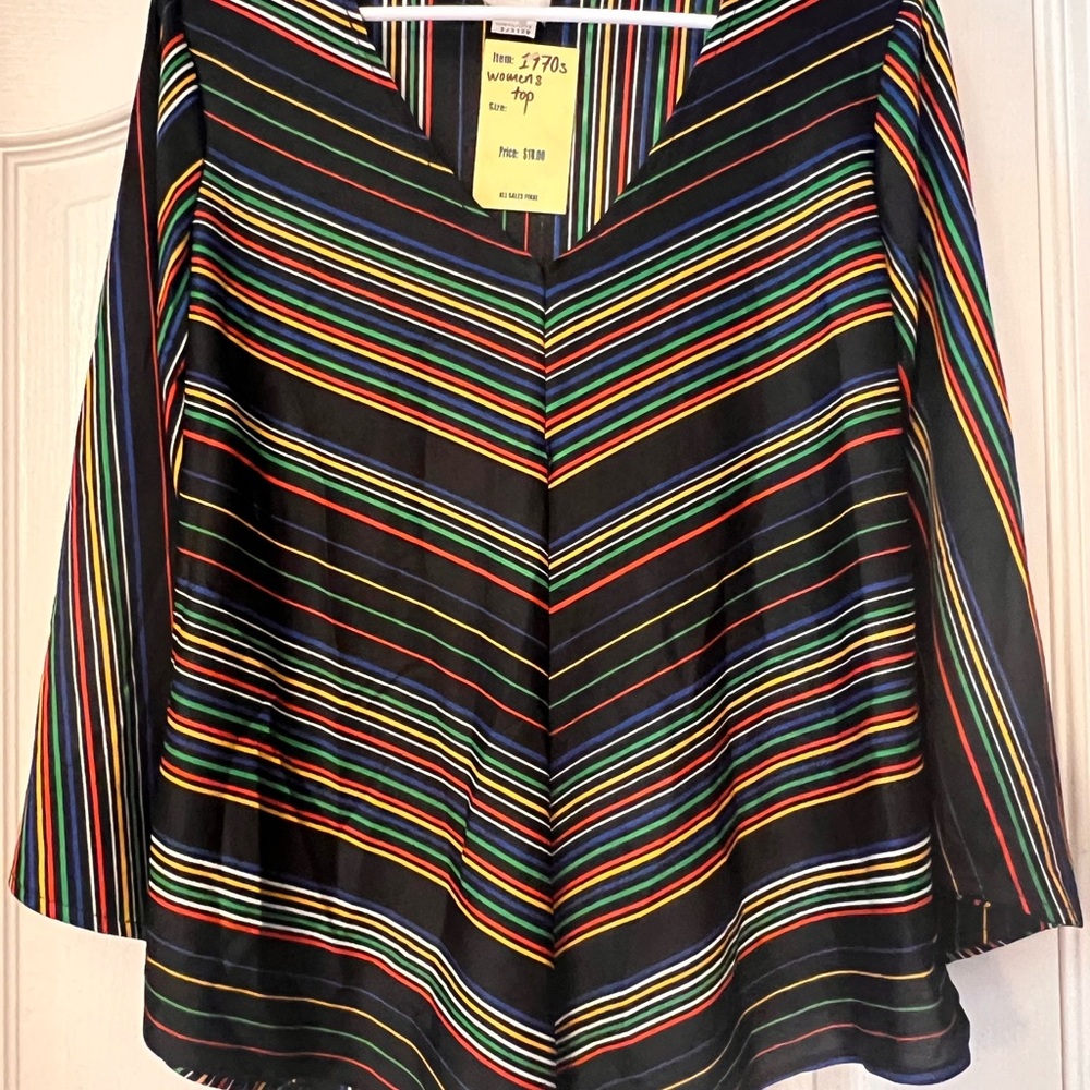 Colorful Striped V-Neck Top